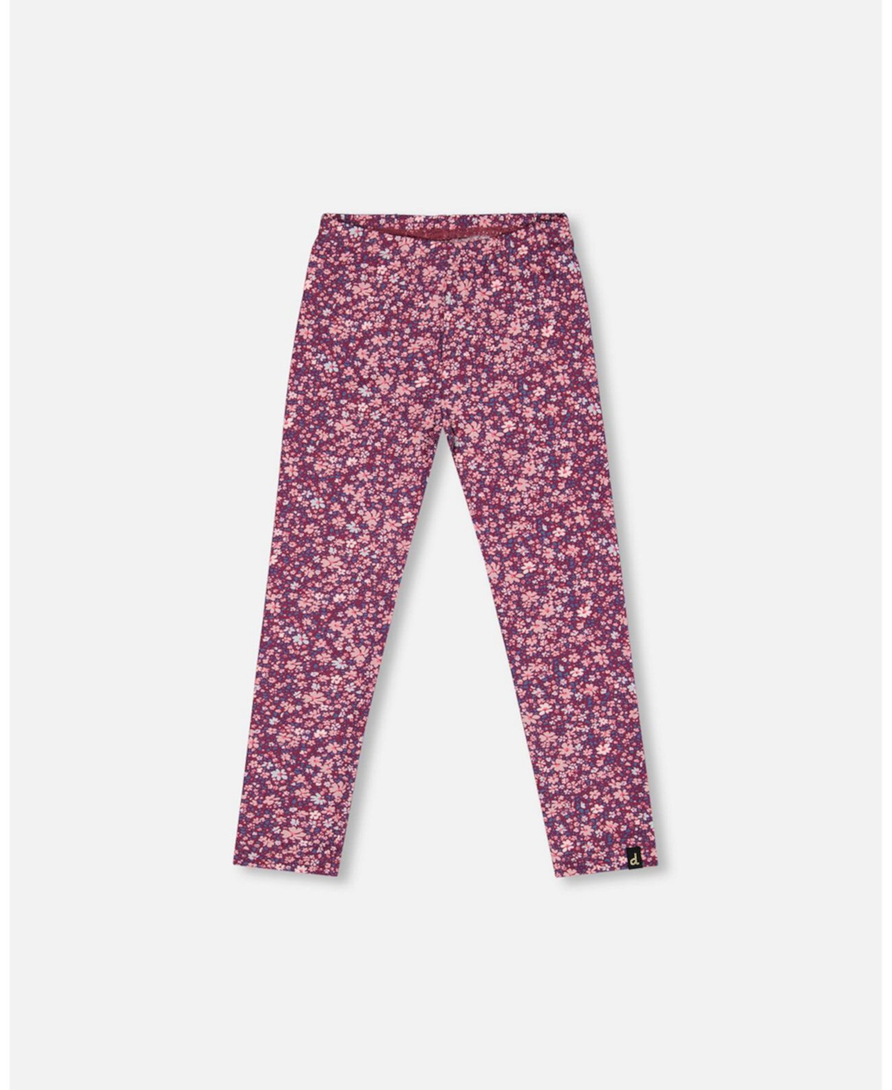 Big Girls Stretch Leggings Burgundy Printed Flowers Deux par Deux