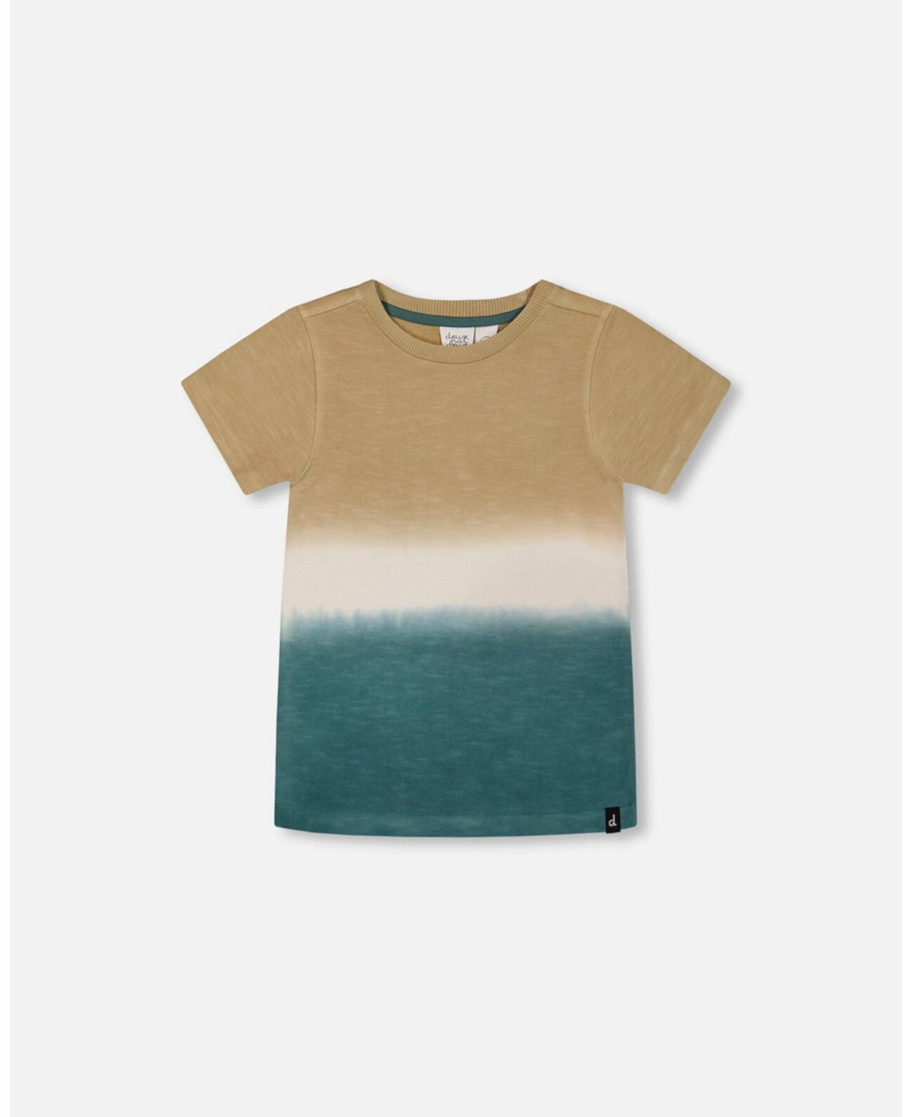 Baby Boys Short Sleeve Tee Gradient Beige And Teal Deux par Deux