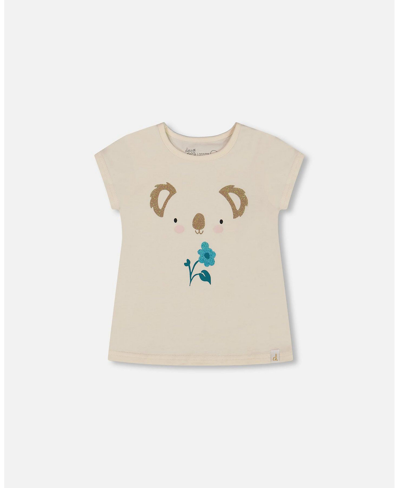 Big Girls Cotton Tee Cream And Koala Deux par Deux