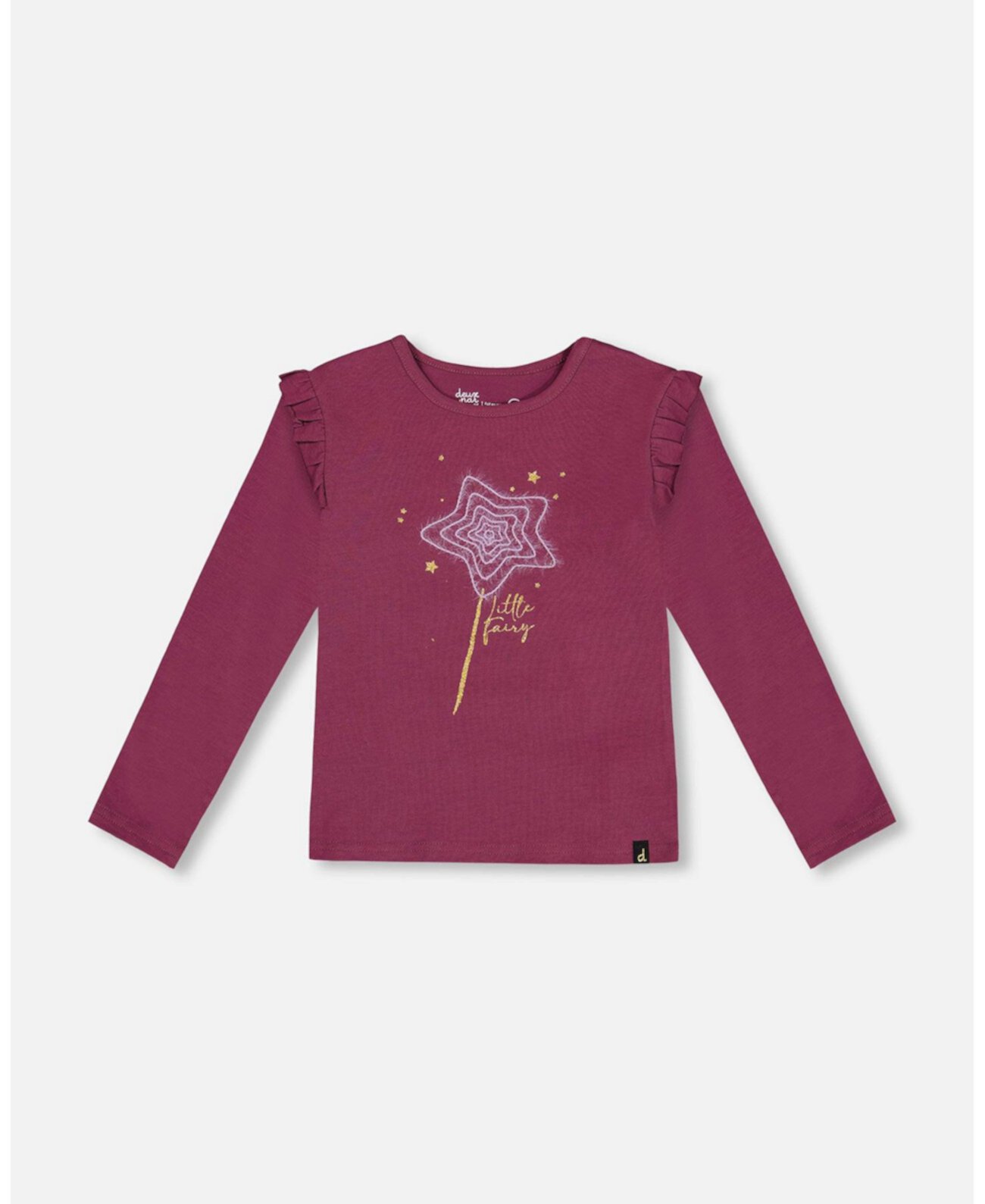 Big Girls Organic Cotton T-Shirt With Frill Burgundy Deux par Deux