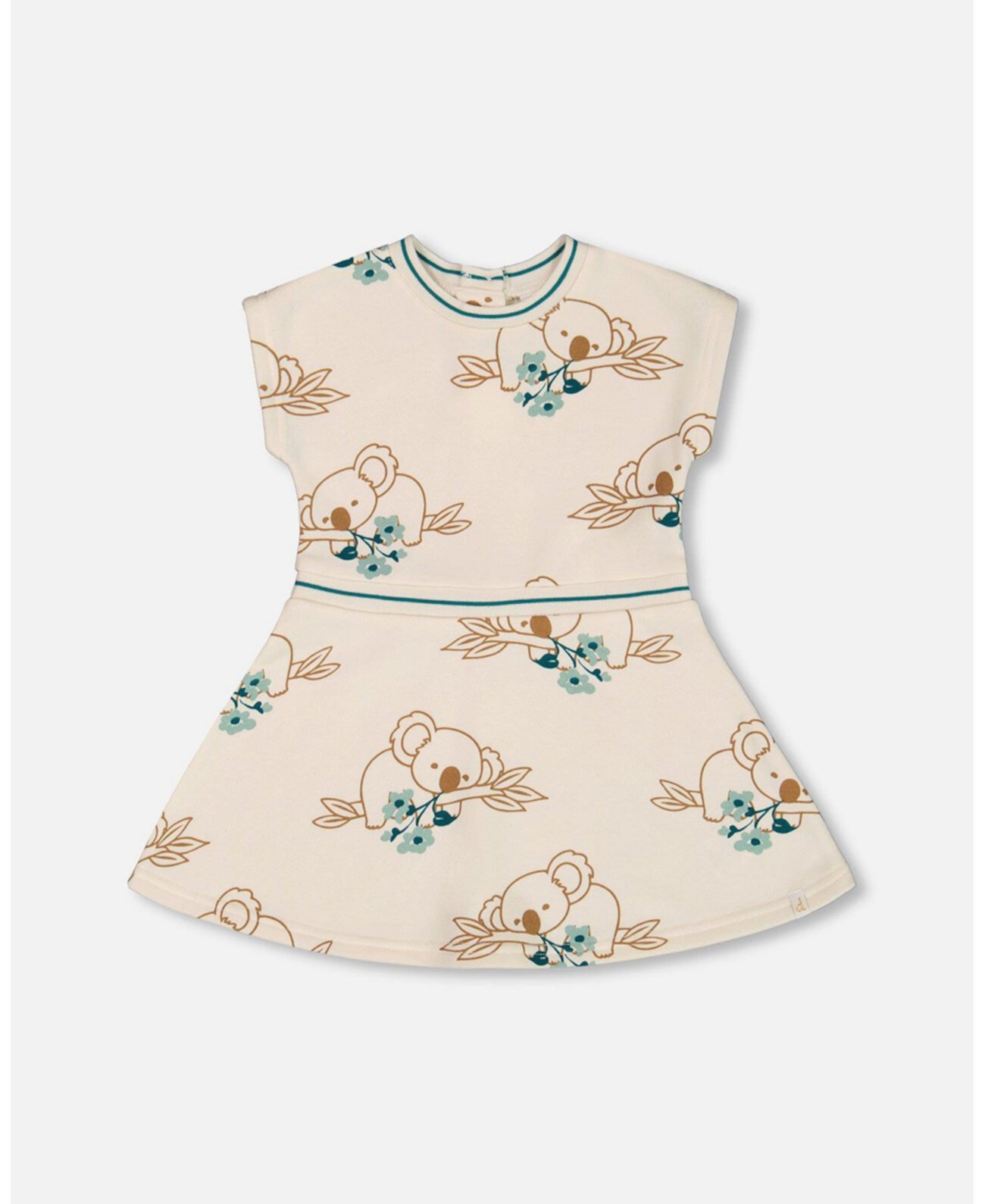 Big Girls Printed French Terry Dress Off-White And Koala Deux par Deux