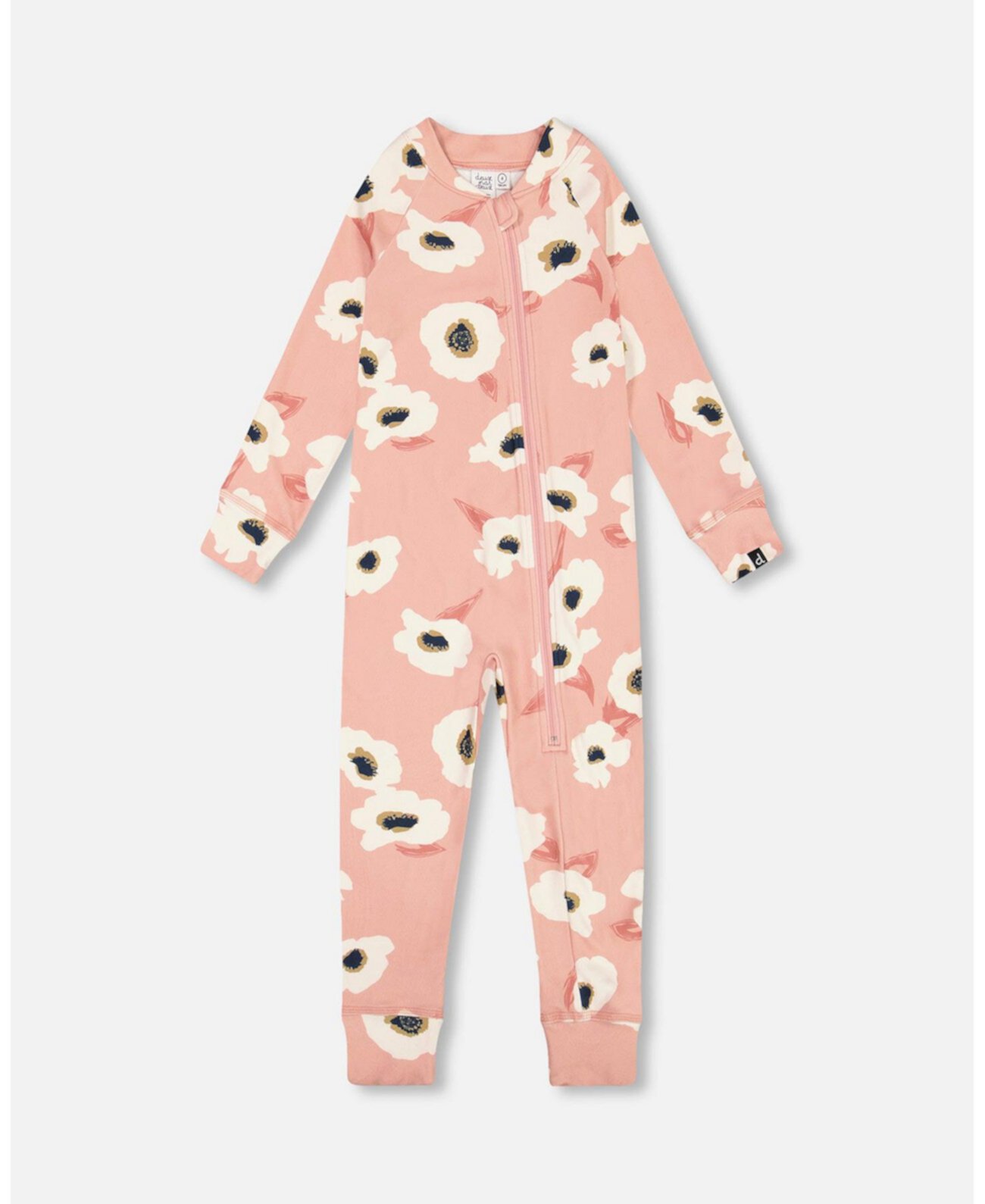 Baby Girls Baby One Piece Thermal Underwear Pink Printed Off White Flowers Deux par Deux