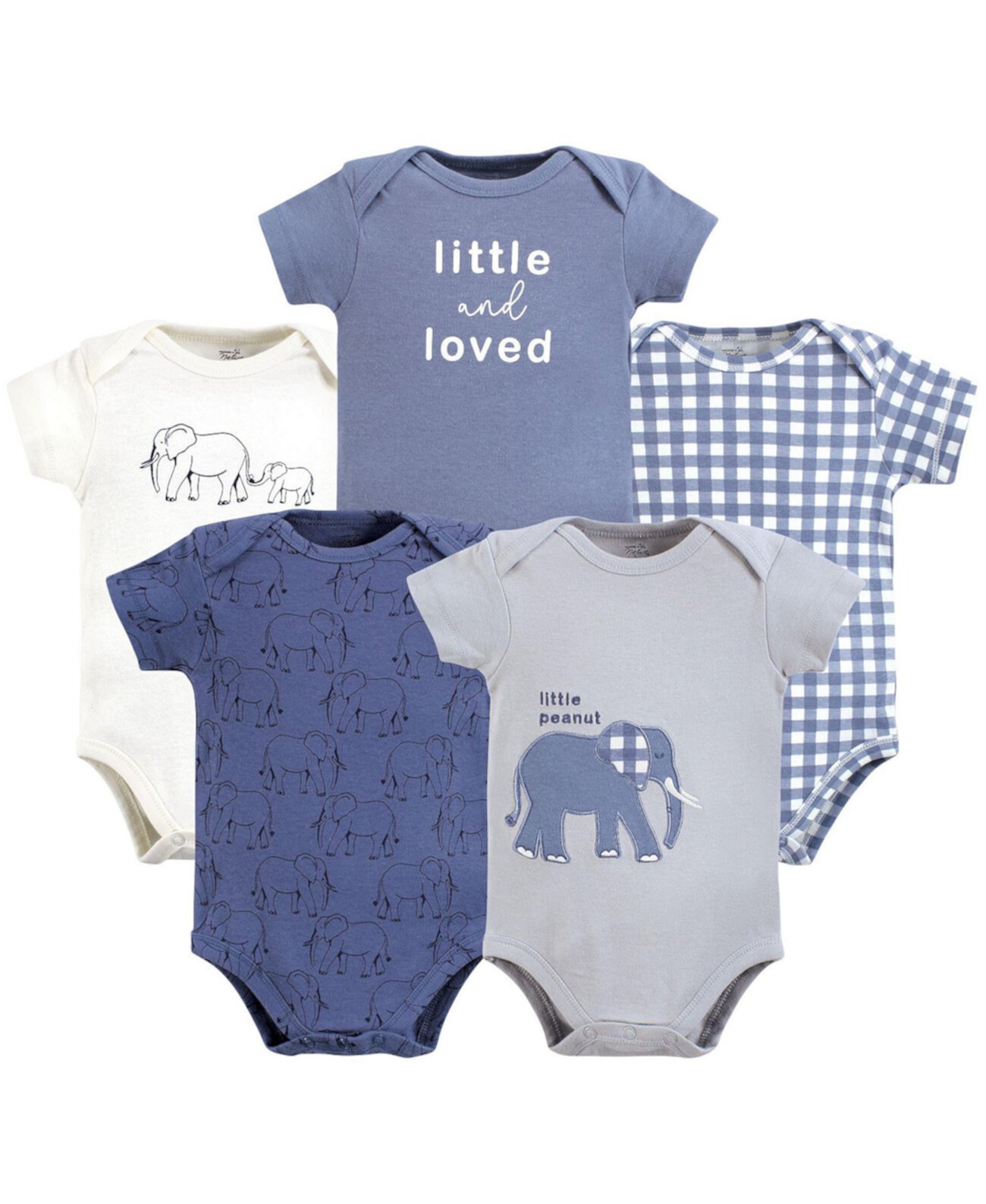 Baby Boys Organic Cotton Bodysuits, Blue Peanut, Newborn Touched by Nature