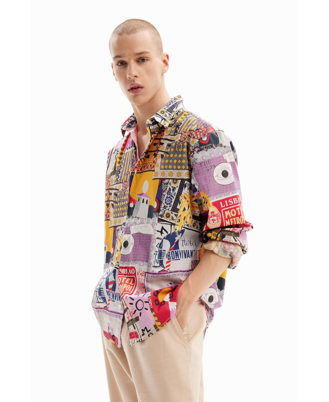 Men's Patchwork poplin shirt Desigual