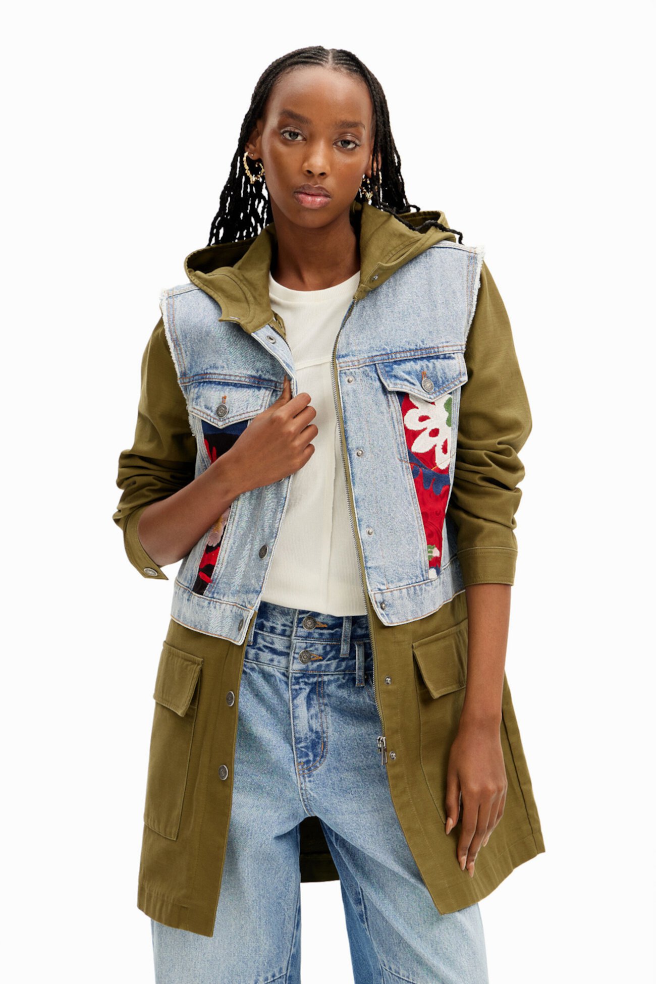 Women's 2-in-1 embroidered hybrid parka Desigual