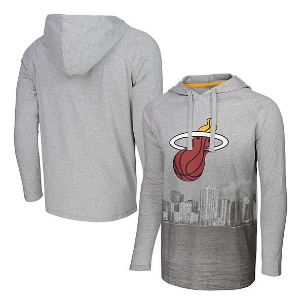 Men's Stadium Essentials Heather Gray Miami Heat Atrium Raglan Long Sleeve Hoodie T-Shirt Stadium Essentials