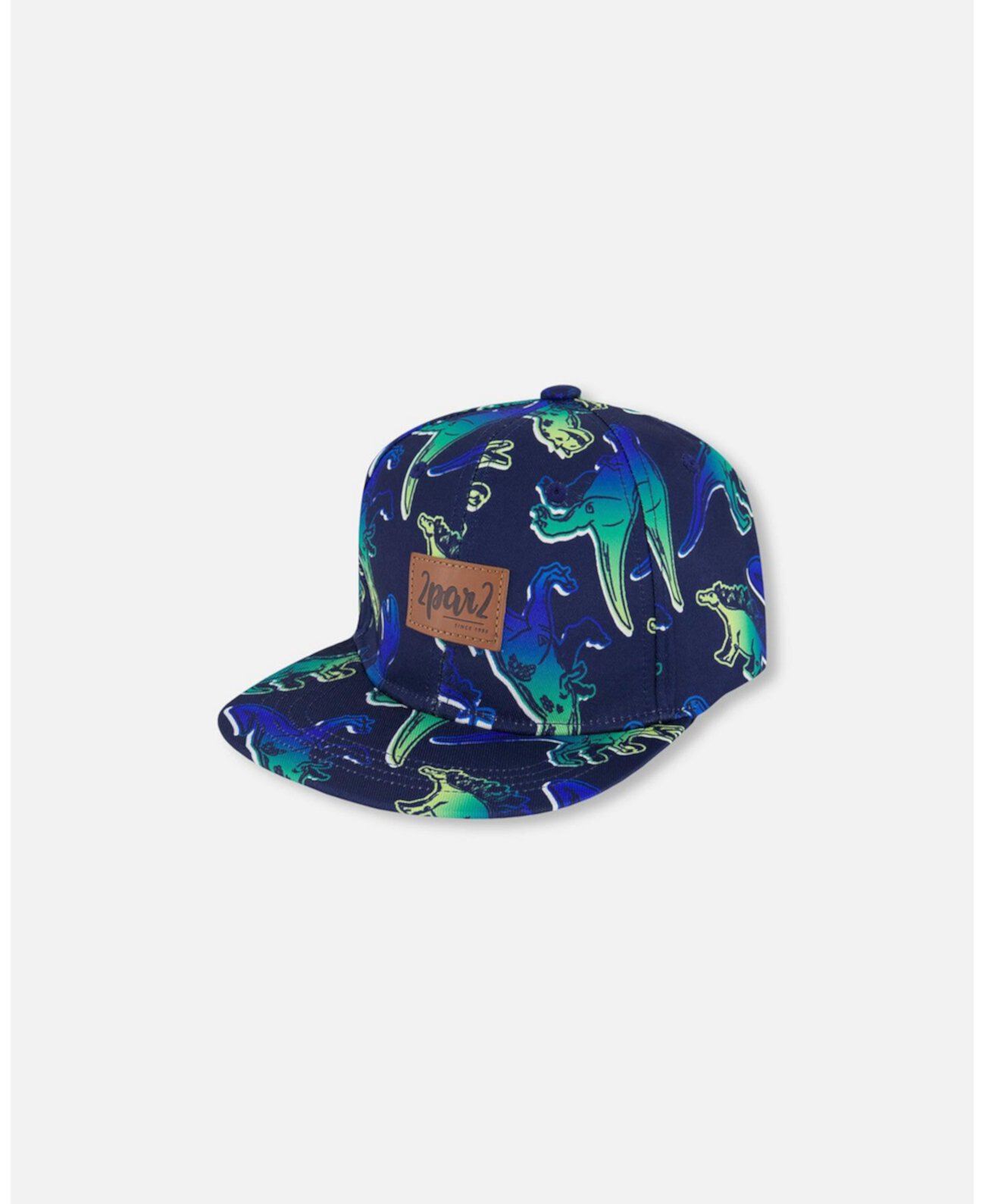 Baby Boys Printed Cap Blue And Green Dino On Navy Deux par Deux