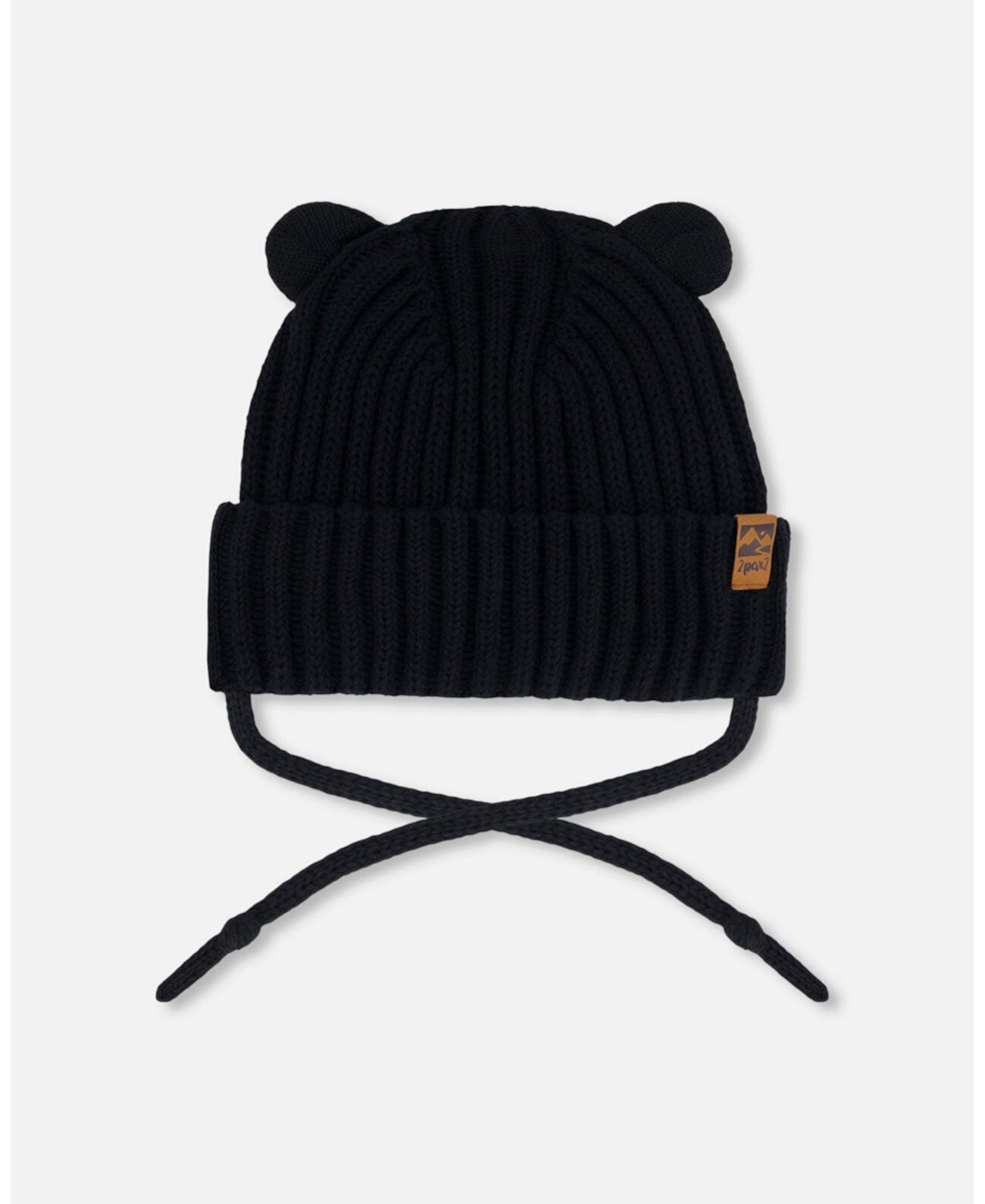 Baby Unisex Baby Knit Hat With Strings Black - Infant Deux par Deux