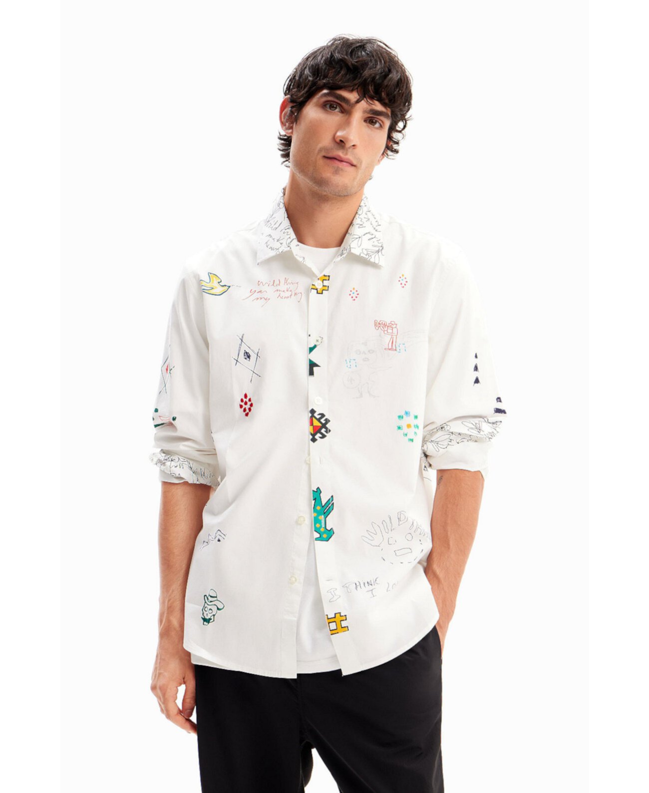 Men's Illustrated shirt with messages Desigual