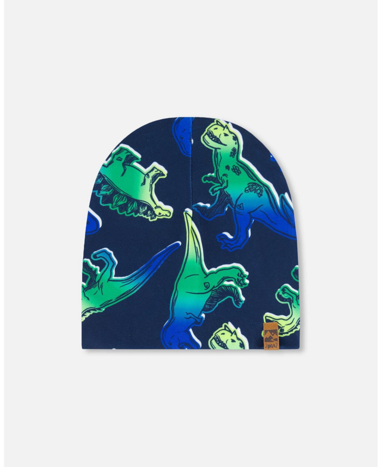 Baby Boys Printed Beanie Hat Blue And Green Dino On Navy Deux par Deux