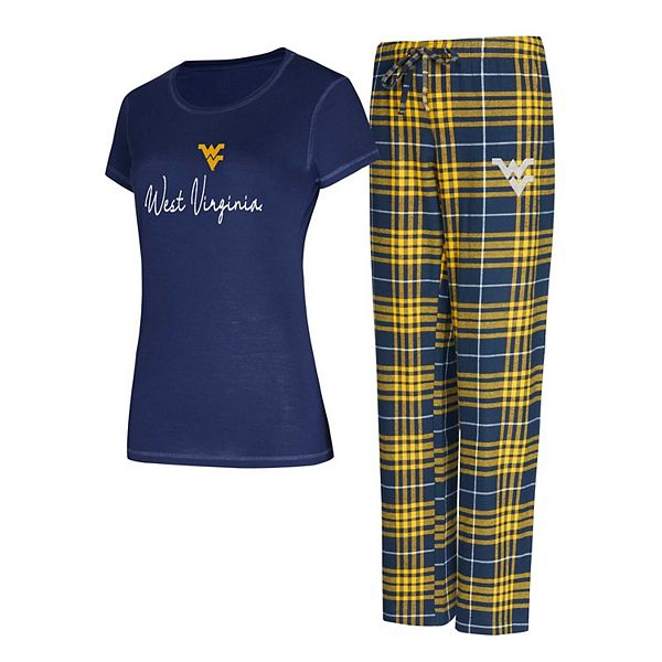 Women's Concepts Sport  Navy West Virginia Mountaineers Vector T-Shirt & Flannel Pants Sleep Set Unbranded