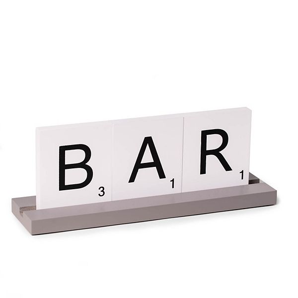 Декоративная табличка BAR из деревянных плиток в стиле Scrabble, 27 см x 10 см, черно-белая Bey-Berk