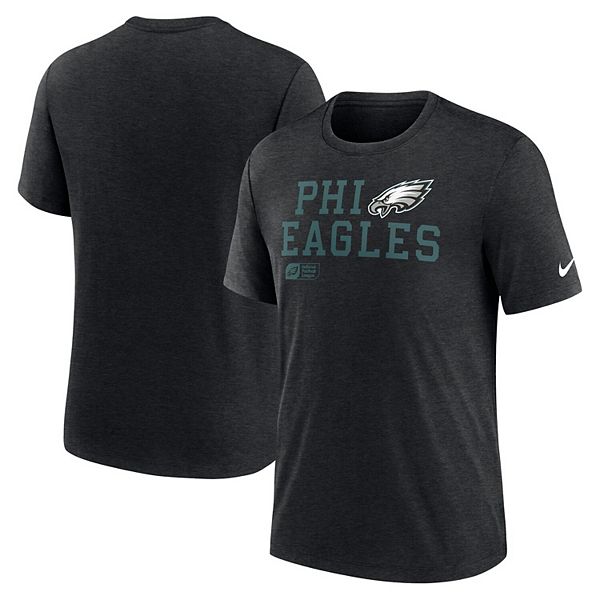 Чёрная мужская футболка Nike с коротким рукавом Philadelphia Eagles Tri-Blend из комфортного материала NFL