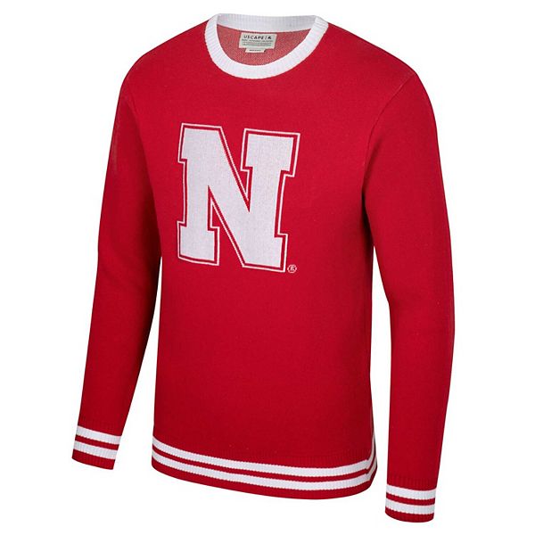 Unisex Uscape Apparel Scarlet Nebraska Huskers Renew Knit Vintage Pullover Sweater Uscape Apparel