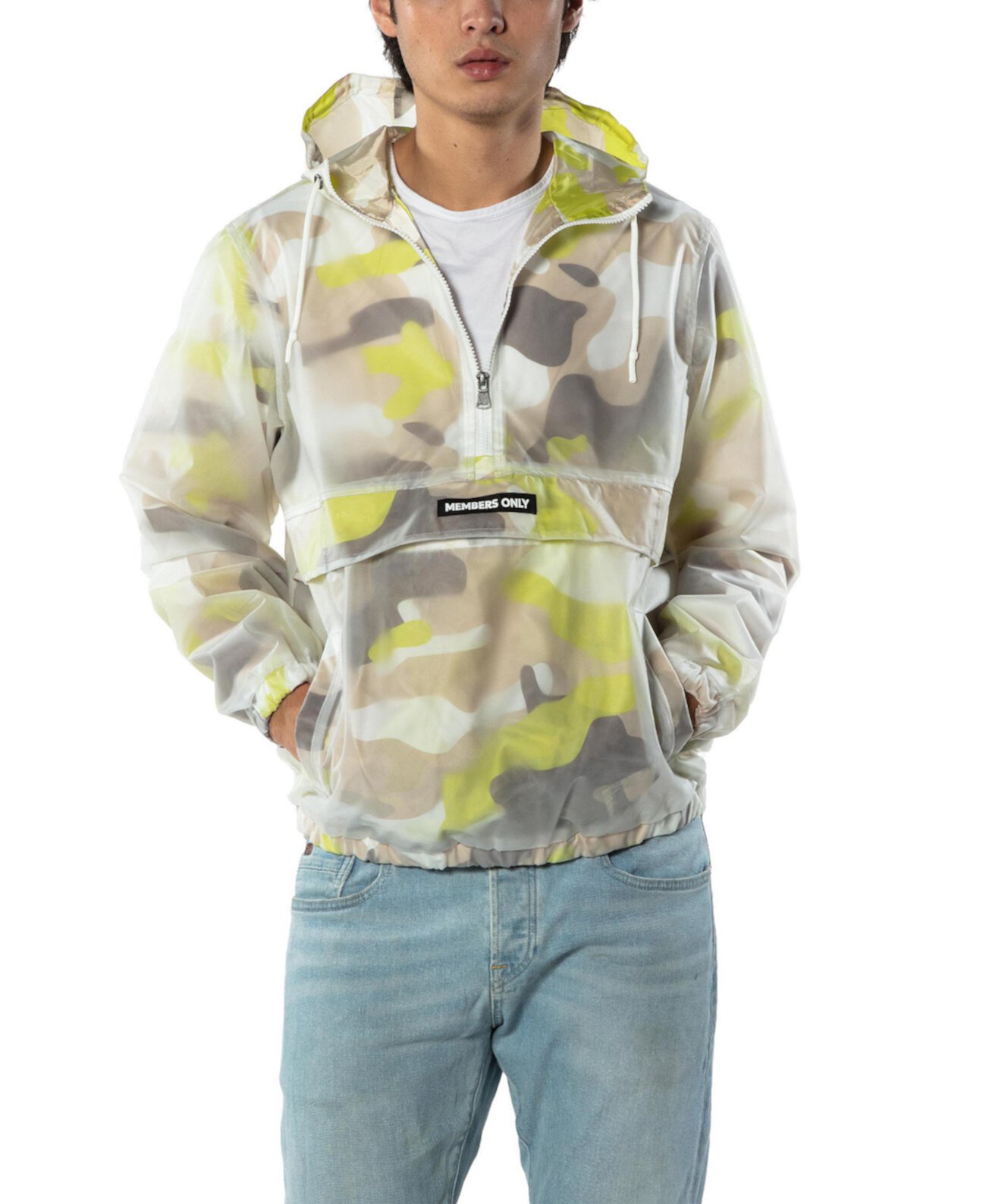 Men's Translucent Camo Print Popover Jacket Members Only