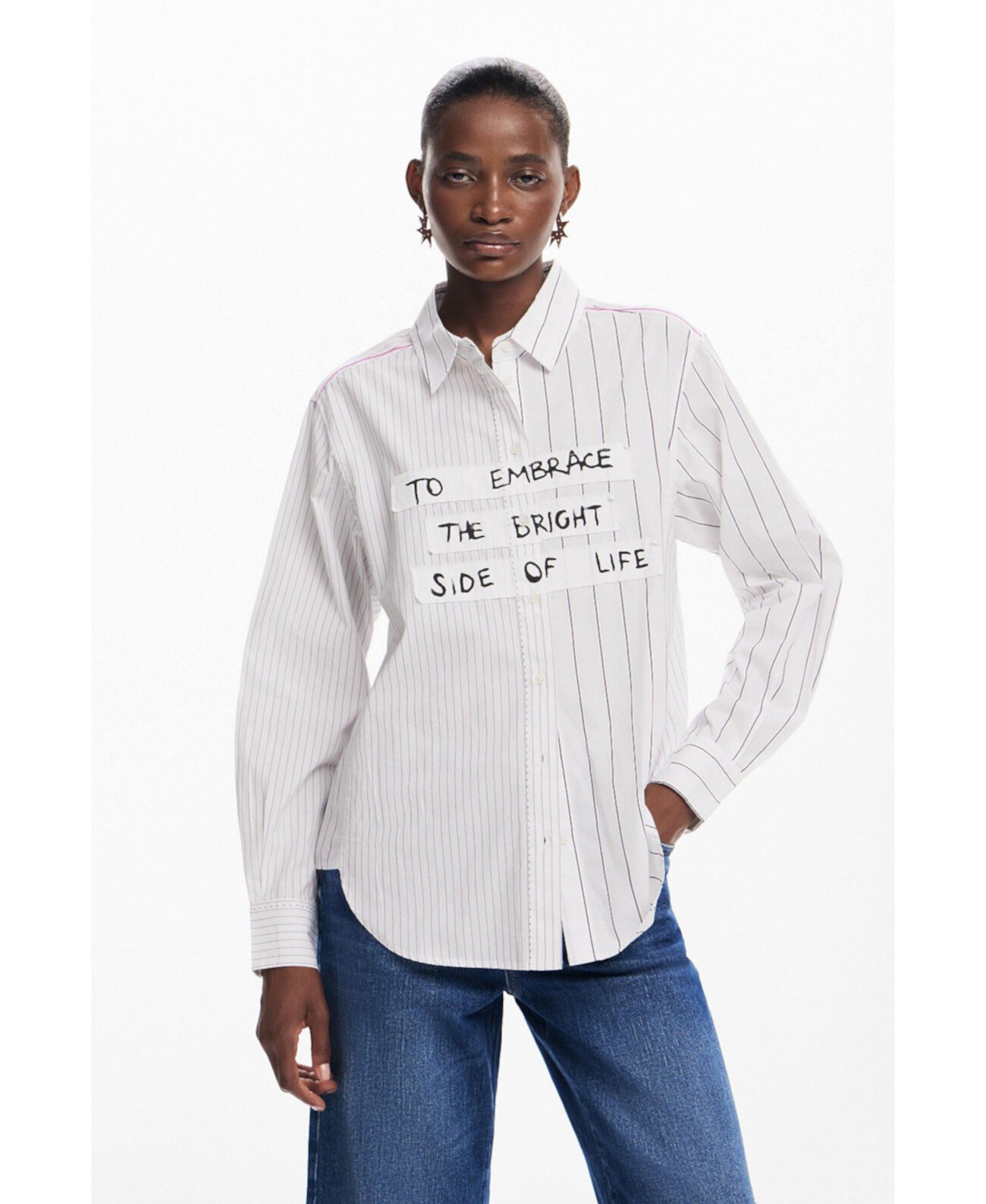 Women's Striped shirt with phrase Desigual