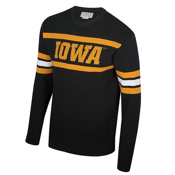 Unisex Uscape Apparel Black Iowa Hawkeyes Renew Knit Vintage Pullover Sweater Uscape Apparel