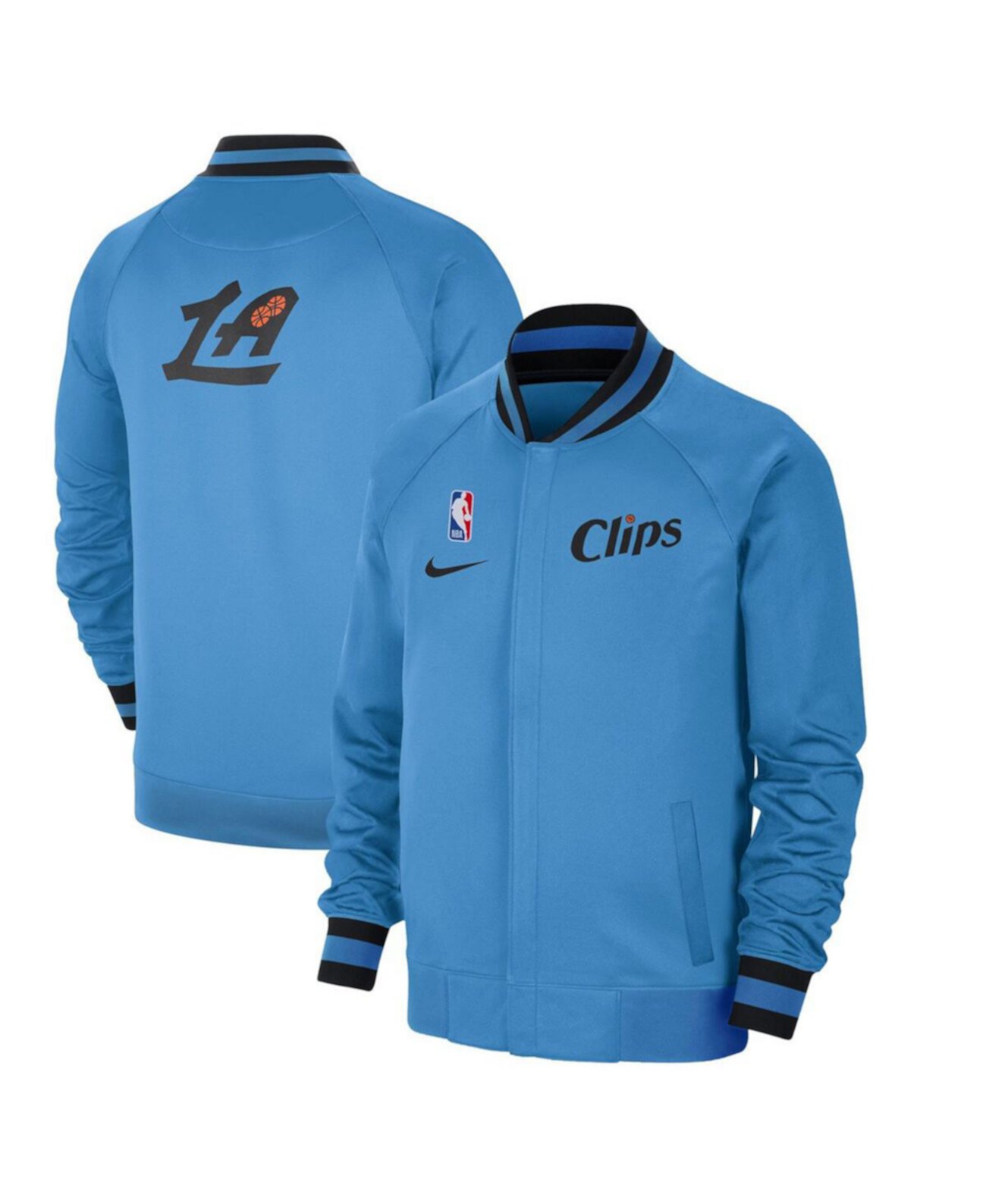 Мужская легкая голубая куртка LA Clippers 2024/25 City Edition с длинной застежкой на молнии Nike Authentic Showtime Nike