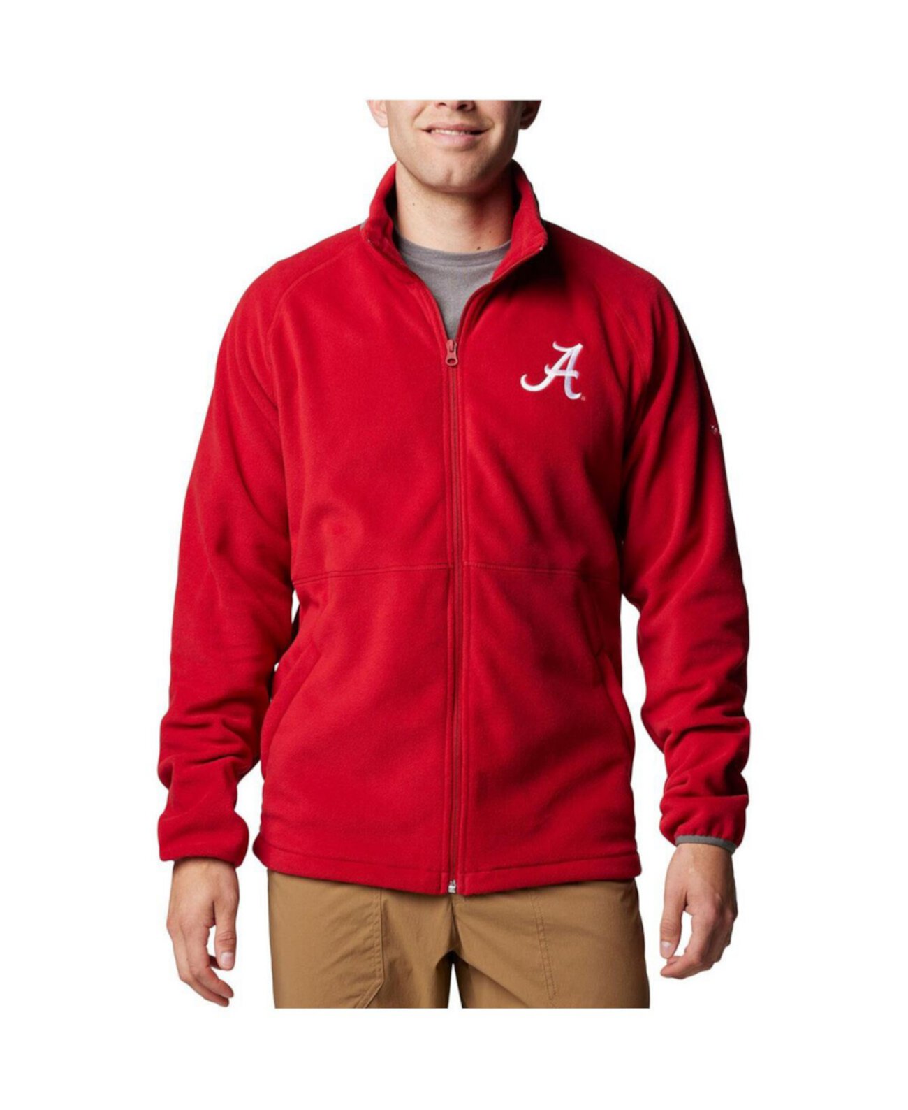 Men's Crimson Alabama Crimson Tide Flanker IV Fleece Raglan Full-Zip Jacket Columbia