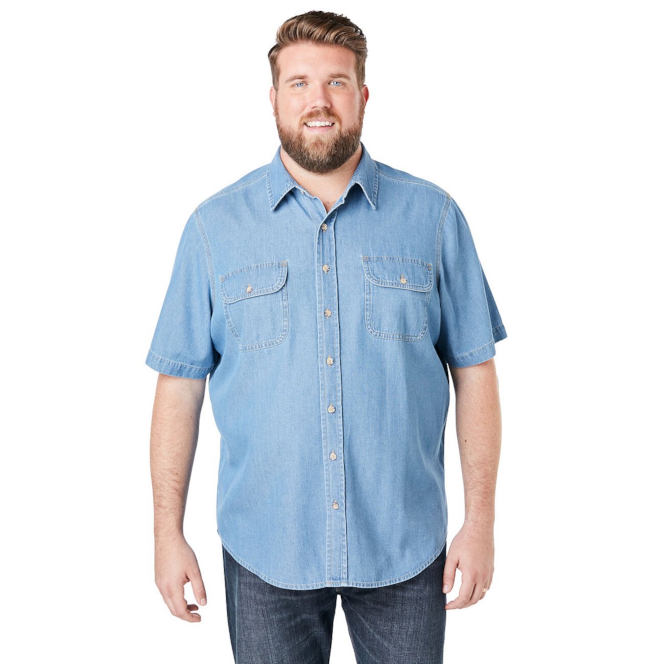 by KingSize Men's Big & Tall Short Sleeve Denim And Twill Shirt Boulder Creek