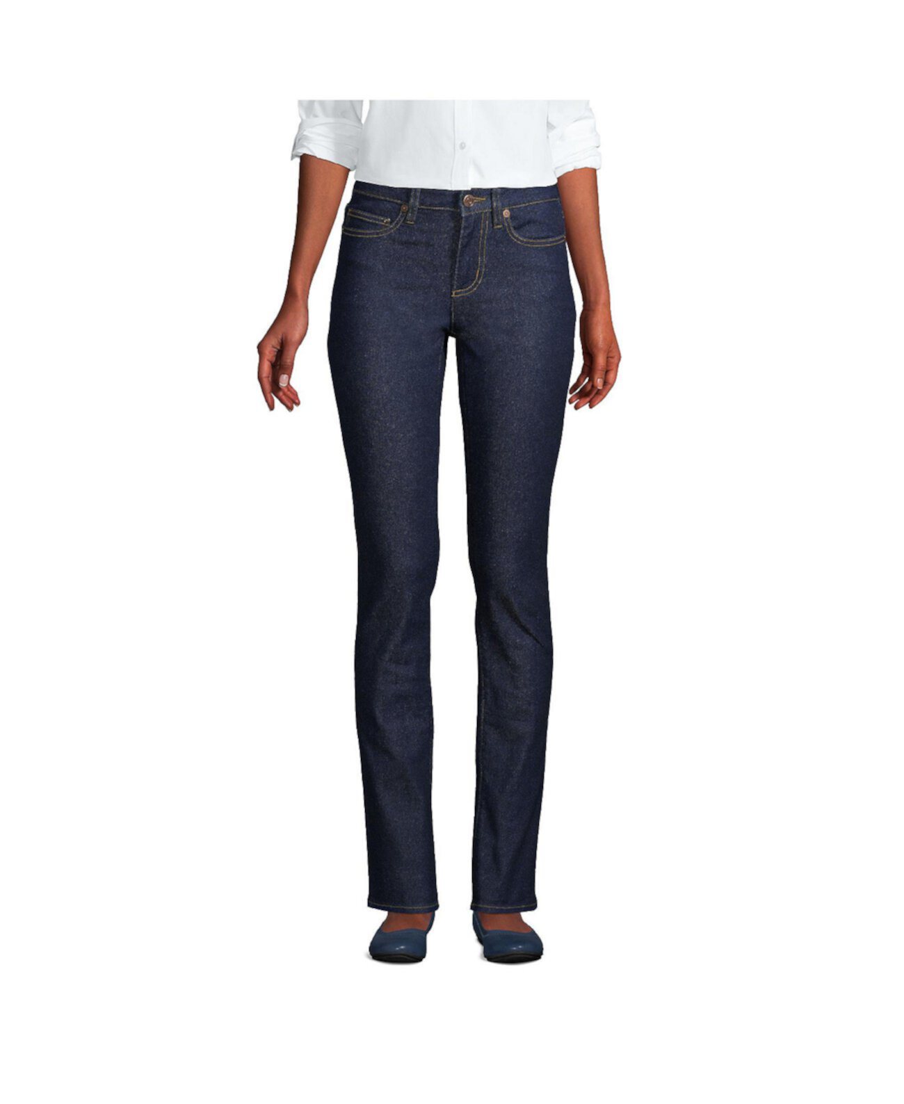 Women's Recover Mid Rise Straight Leg Blue Jeans Lands' End