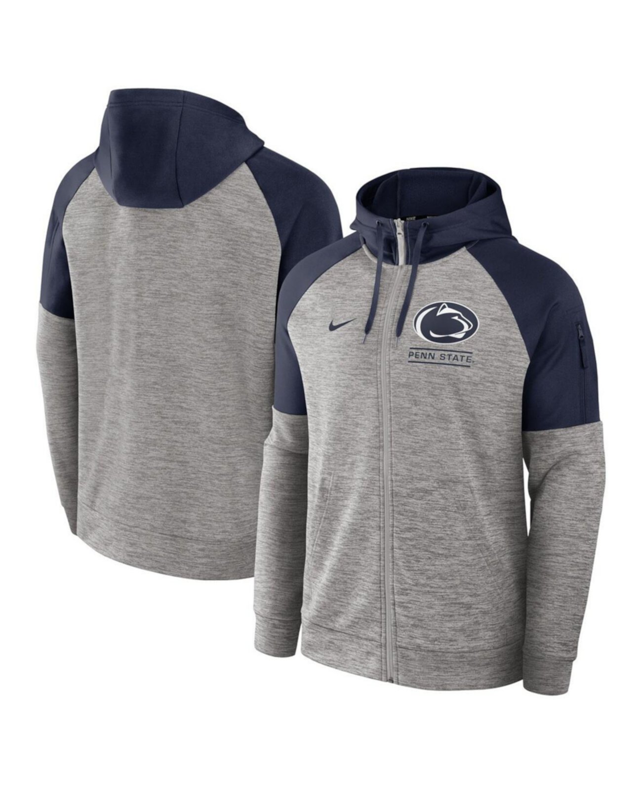 Men's Heather Gray Penn State Nittany Lions Fitness Raglan Performance Full-Zip Hoodie Nike