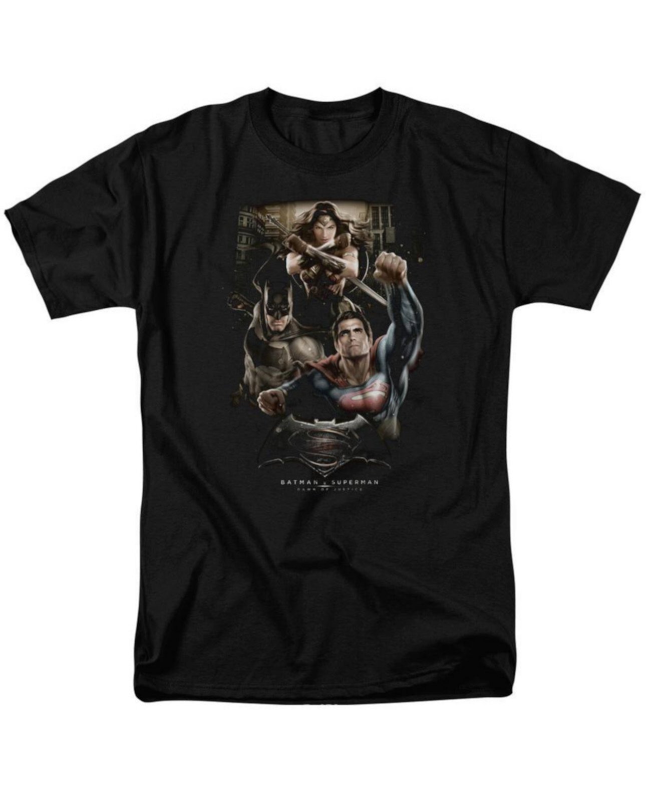 Men's Three In Action Short Sleeve Adult Tee / T-Shirt Batman V Superman