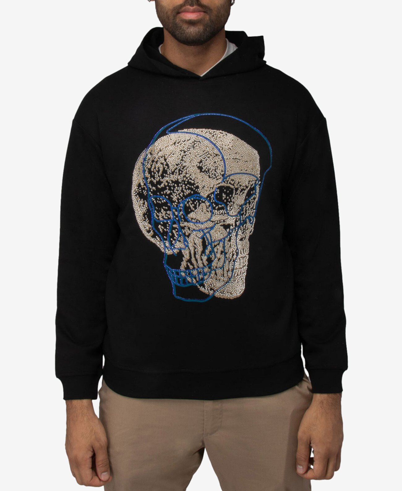 Men's Rinestone Embellished Skull Pullover Hoodie Spring + Mercer