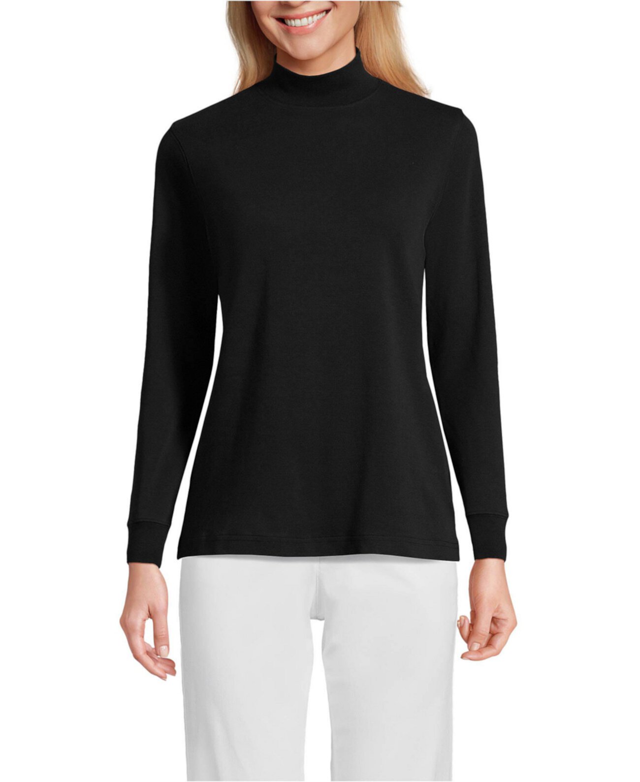 Women's Tall Relaxed Cotton Long Sleeve Mock Turtleneck Lands' End