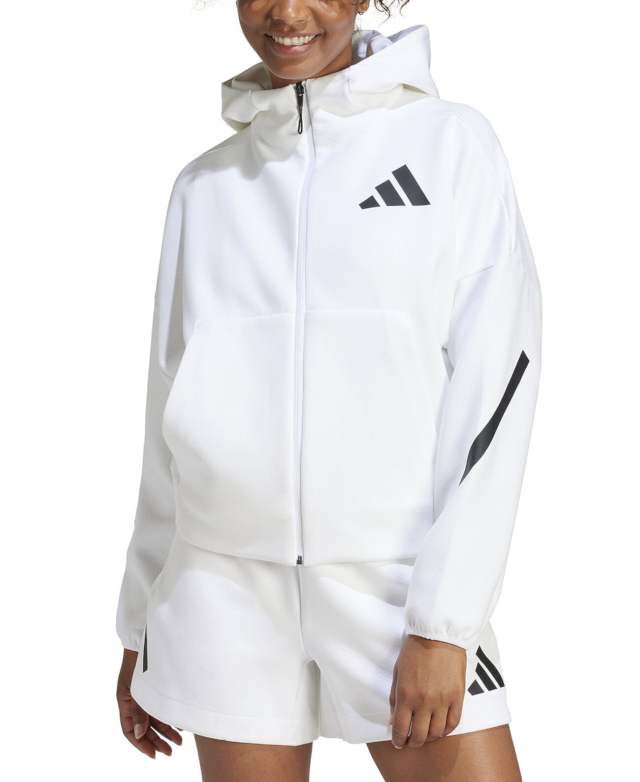 Women's Z-N-E Zip-Front Hooded Logo Jacket Adidas