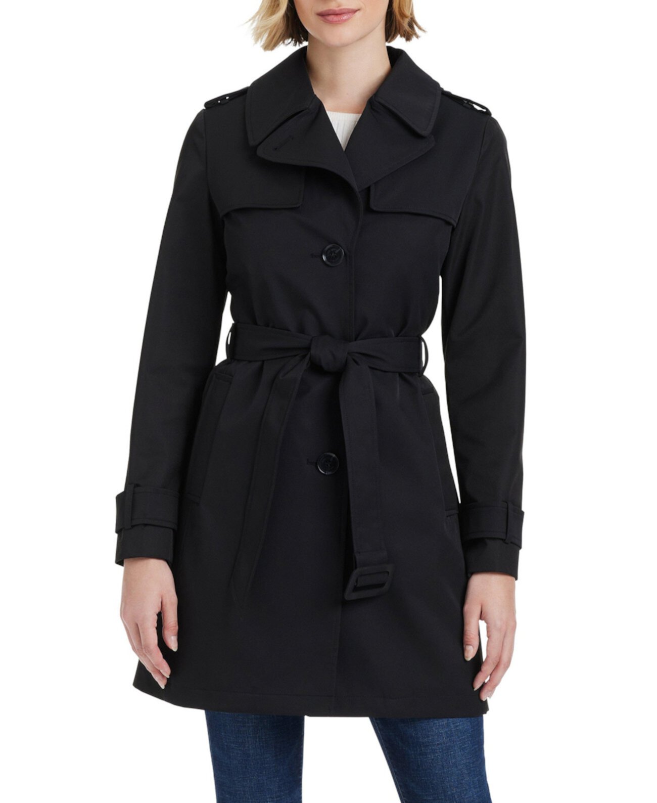 Women s Short Single-Breasted Pleated Back Trench Coat Kate Spade New York