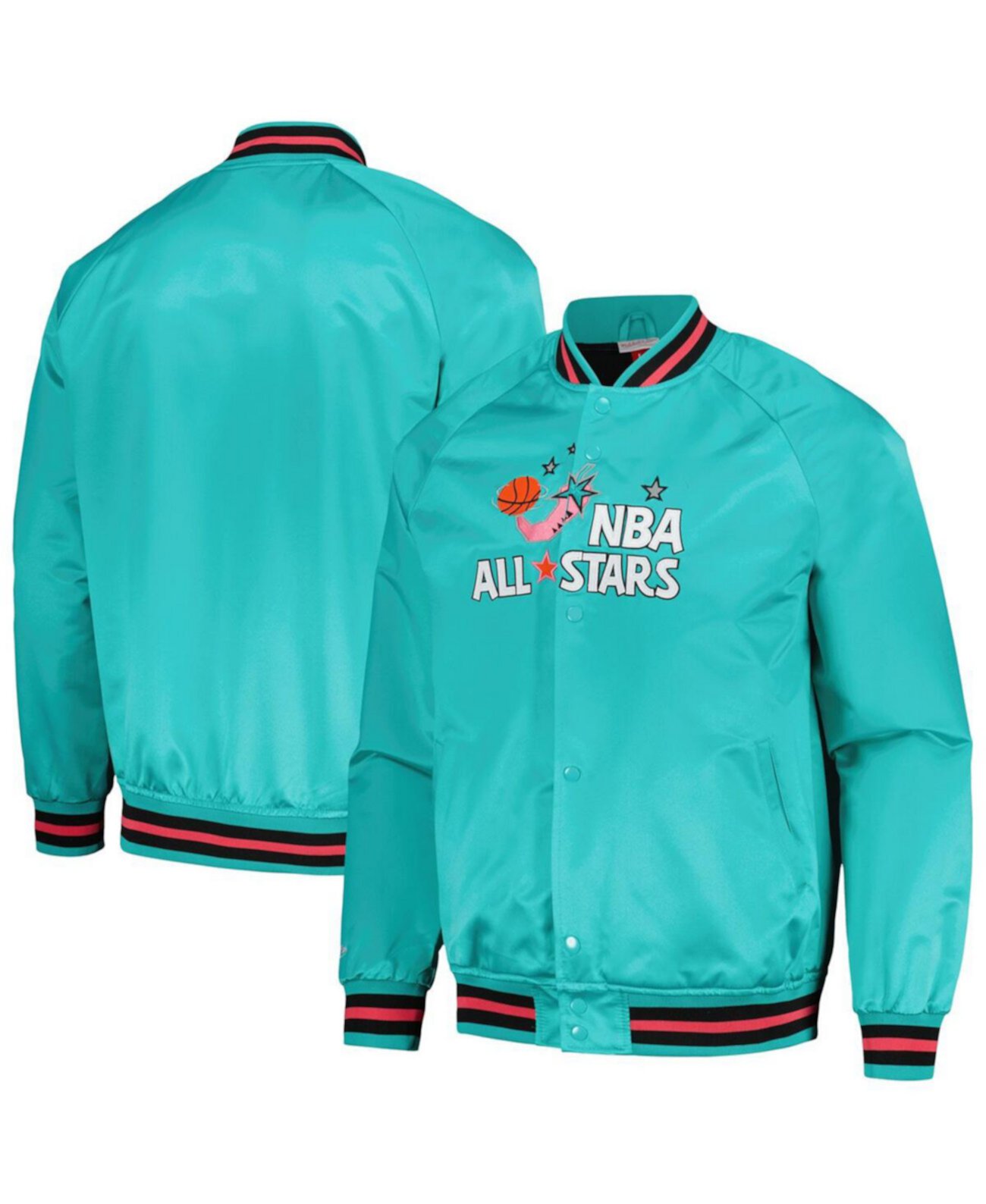 Men's Teal Hardwood Classics 1996 NBA All-Star Game Throwback Wordmark Raglan Full-Snap Jacket Mitchell & Ness