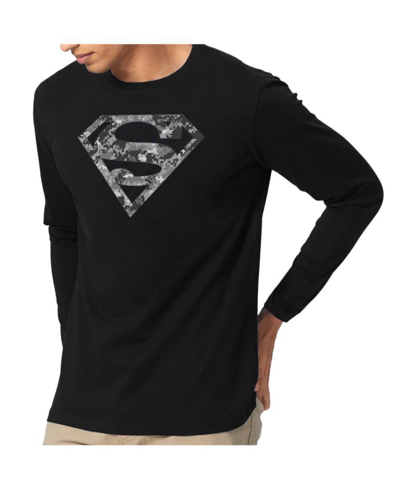 Men's Urban Camo Shield Long Sleeve Adult Tee / T-Shirt Superman