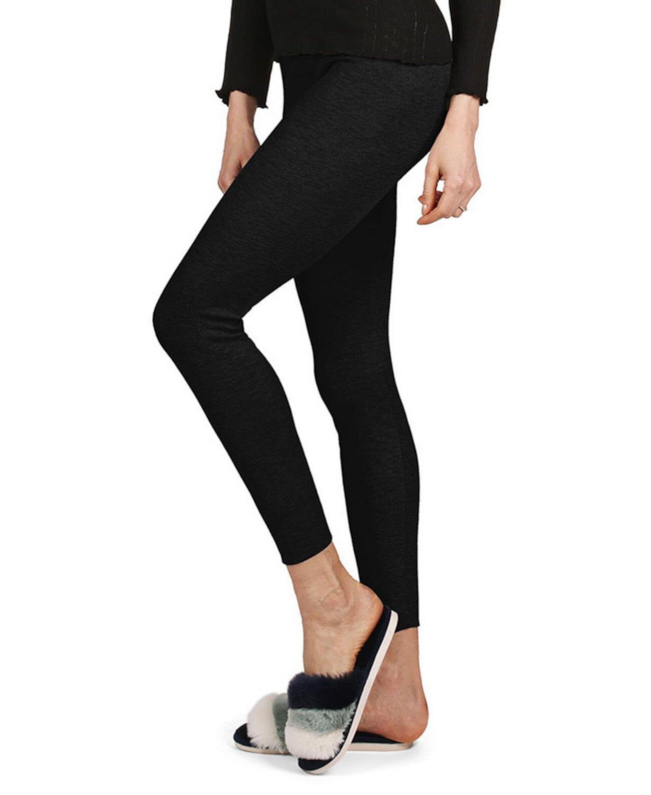 Women's 100% Cotton Pointelle Rib Knit Seamless Leggings Memoi