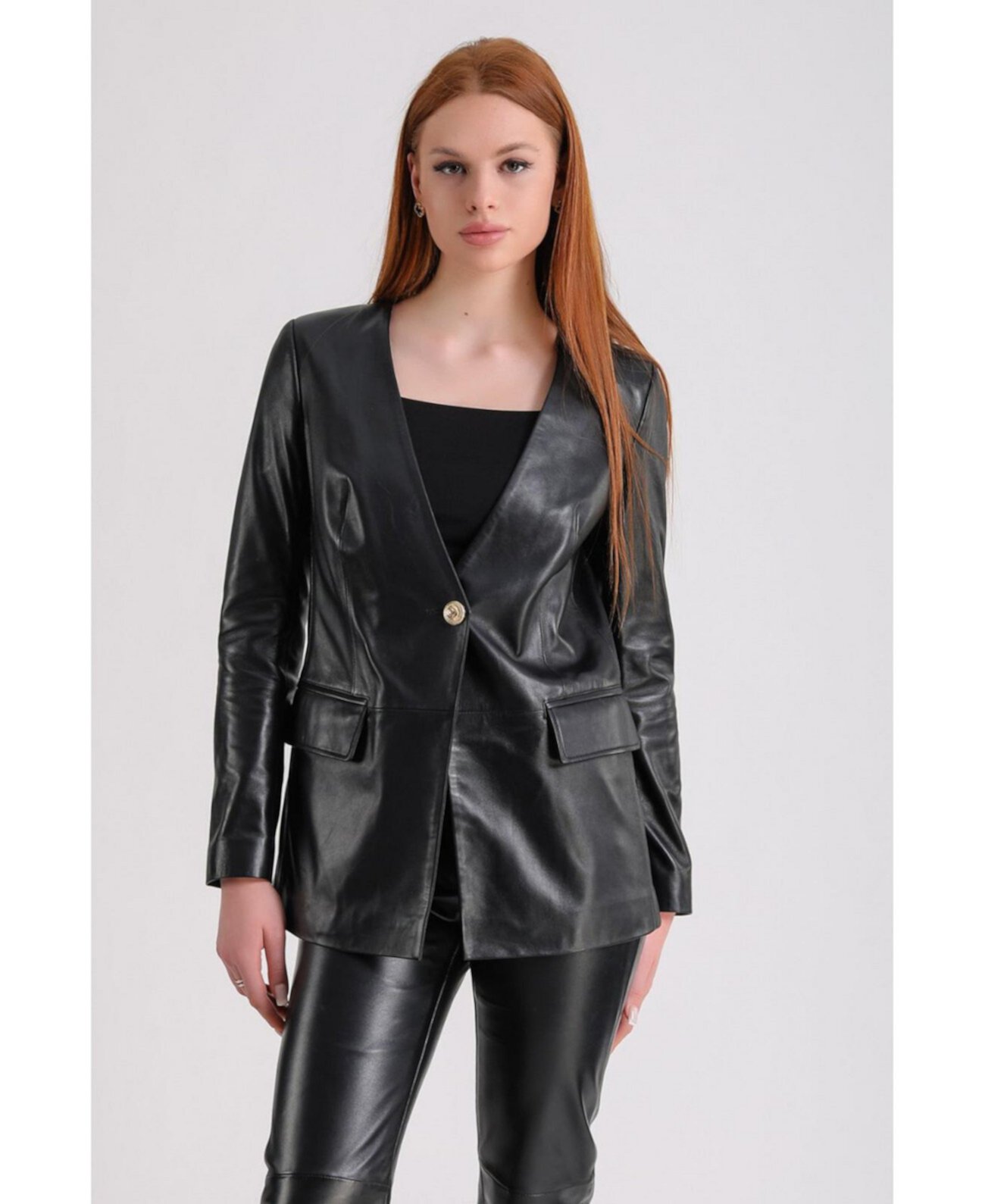 Women's Leather Jacket, Black Furniq UK