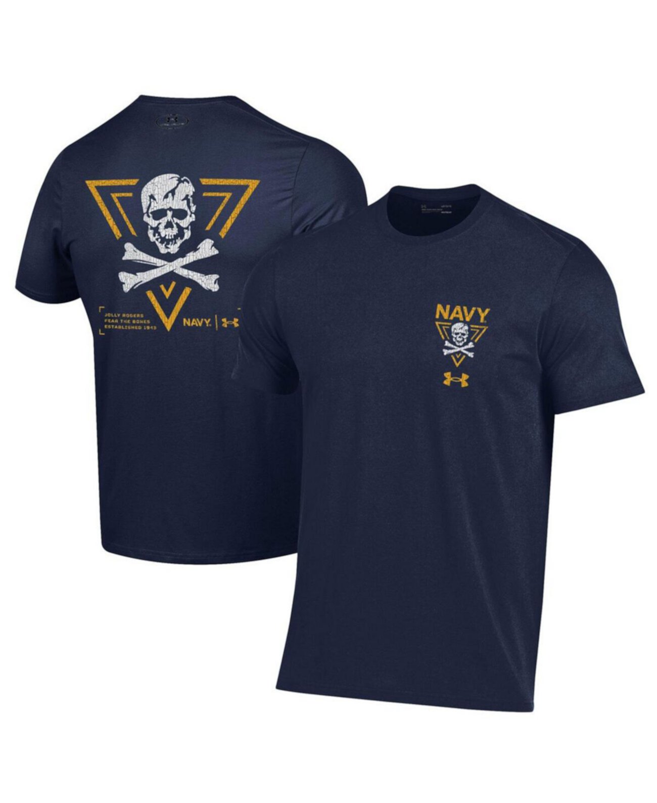 Футболка с коротким рукавом Under Armour Navy Midshipmen 2024 Rivalry Shield, 60% хлопок, 40% полиэстер Under Armour