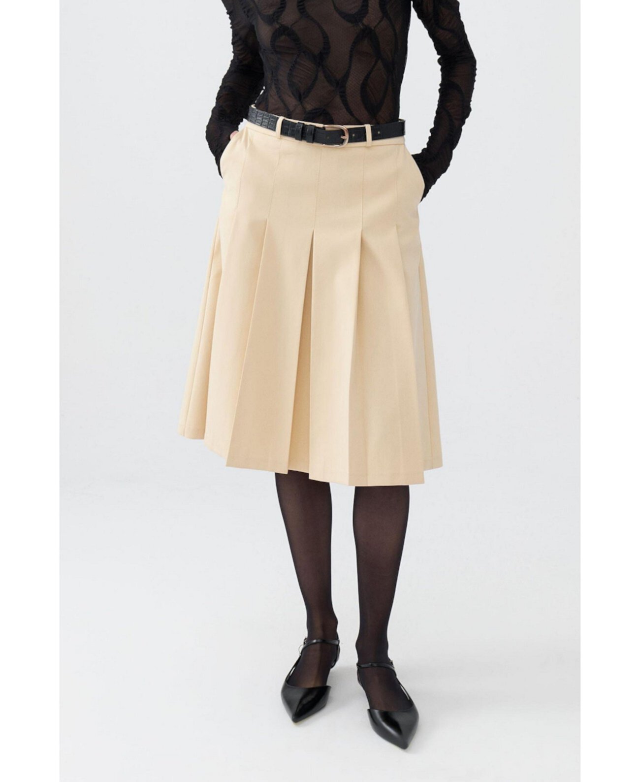 Women's Pleated Knee Length Skirt Nocturne