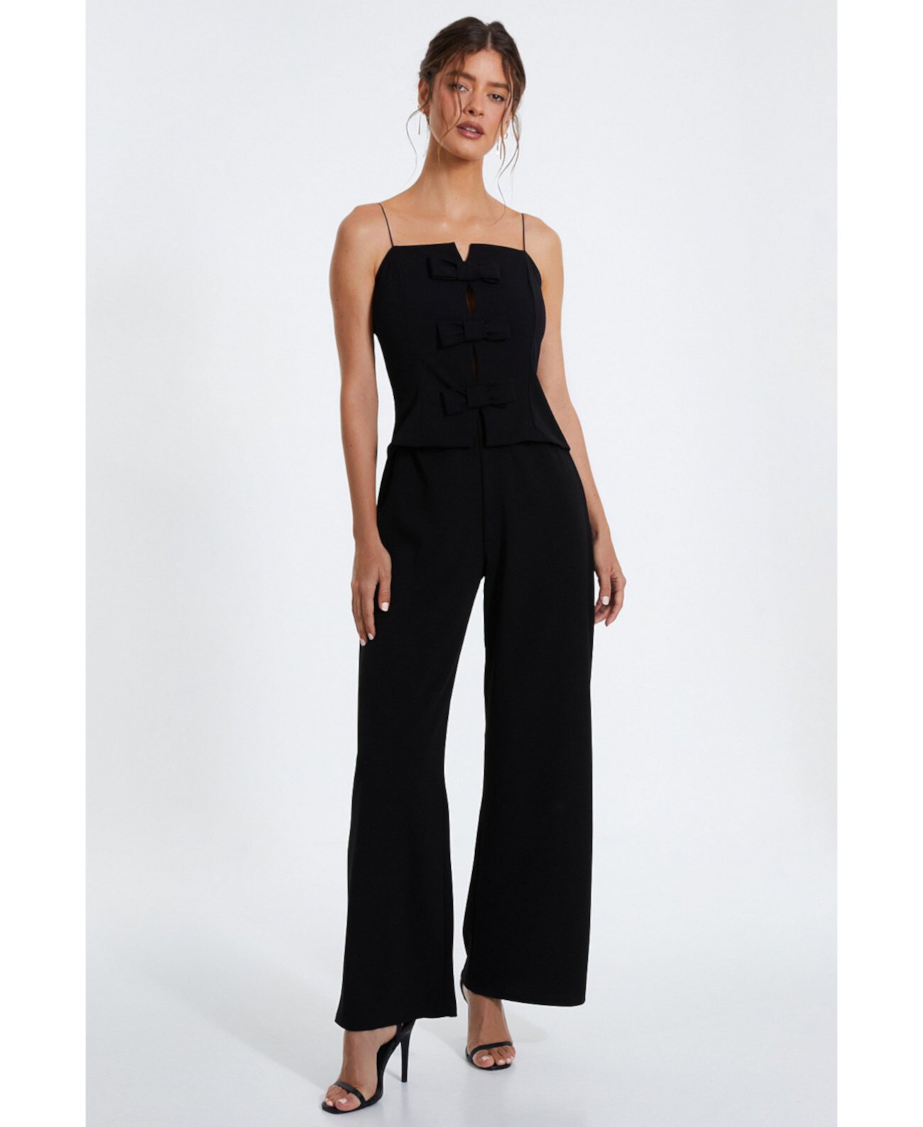 Women's Scuba Crepe Bow Front Jumpsuit Quiz