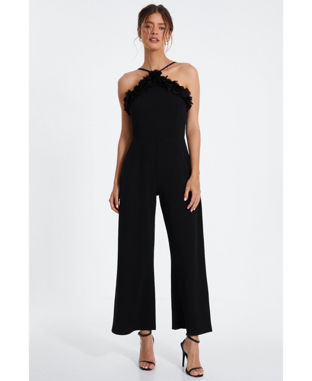 Women's Scuba Crepe Halter Palazzo Jumpsuit Quiz