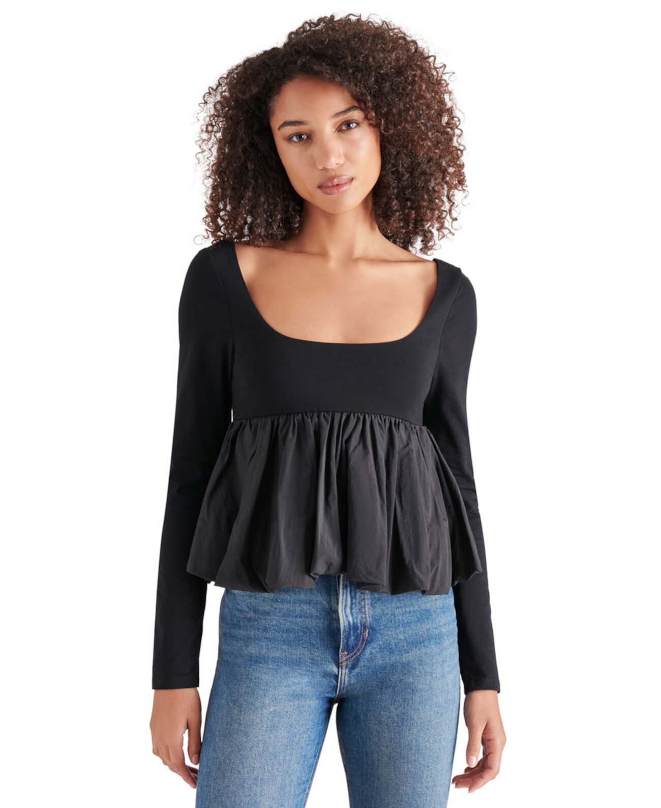 Women's Avielle Long-Sleeve Peplum Top Steve Madden