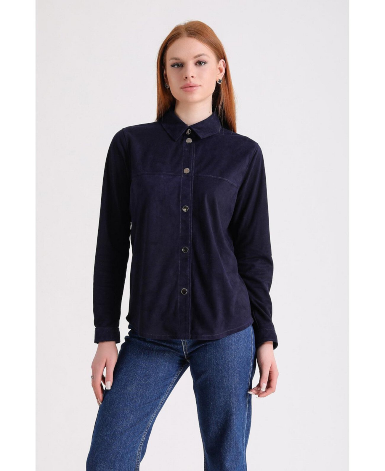 Women's Suede Shirt, Navy Furniq UK