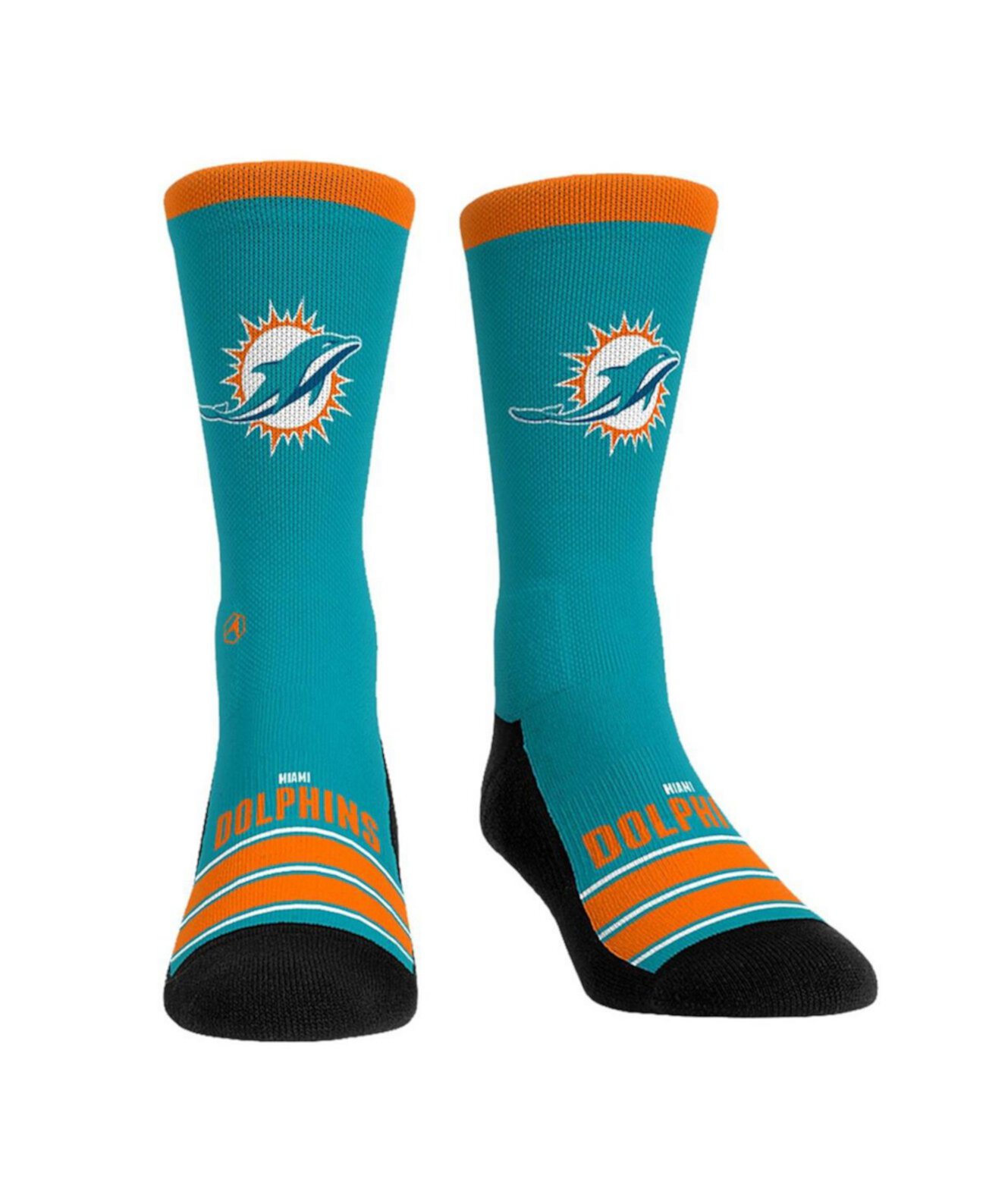 Men's and Women's Miami Dolphins Gametime Stripe Crew Socks Rock 'Em