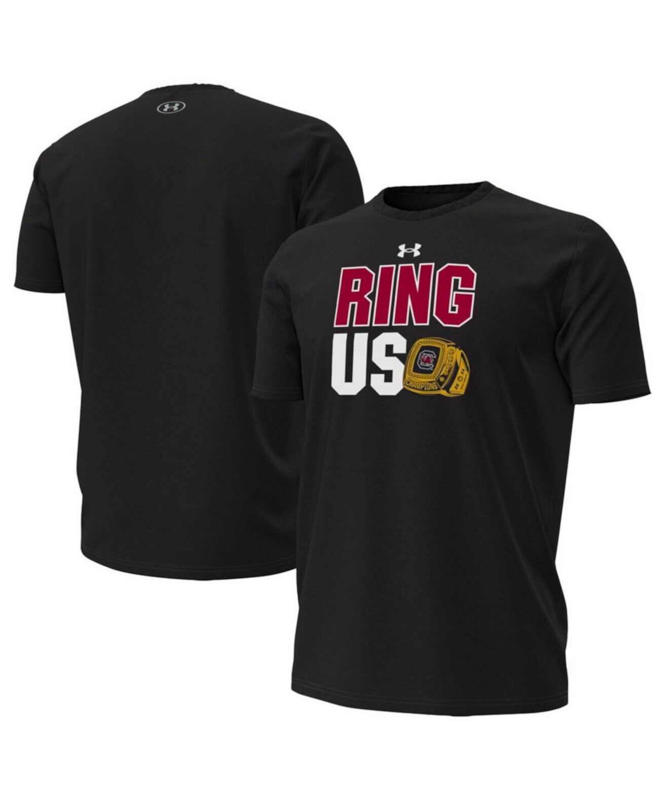 Футболка Under Armour Ring Us с графикой чемпионата South Carolina Gamecocks, черная, из хлопка, с коротким рукавом Under Armour