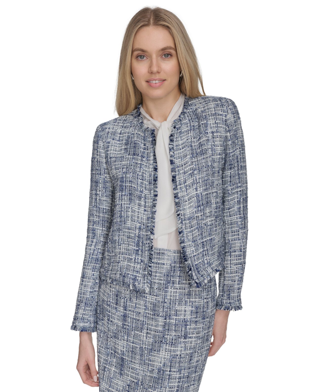 Women's Open-Front Tweed Blazer Calvin Klein