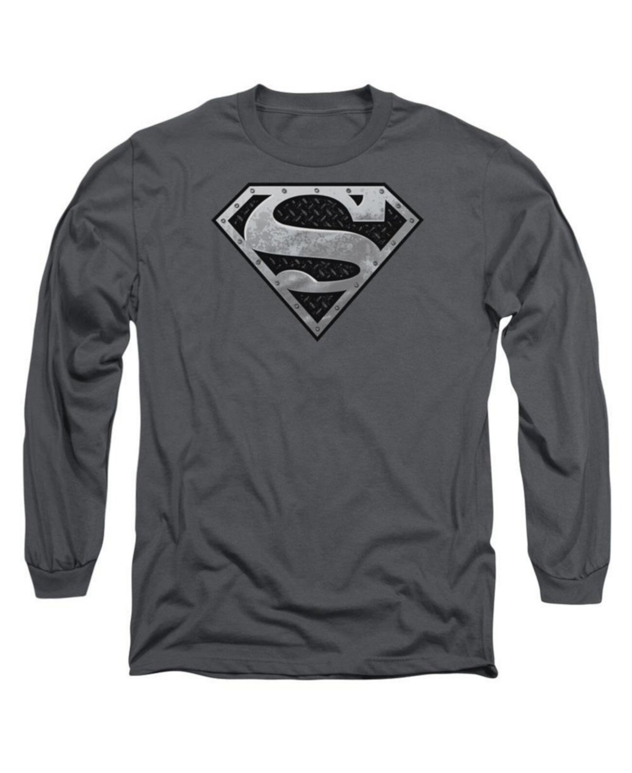 Men's Super Metallic Shield Long Sleeve Adult Tee / T-Shirt Superman