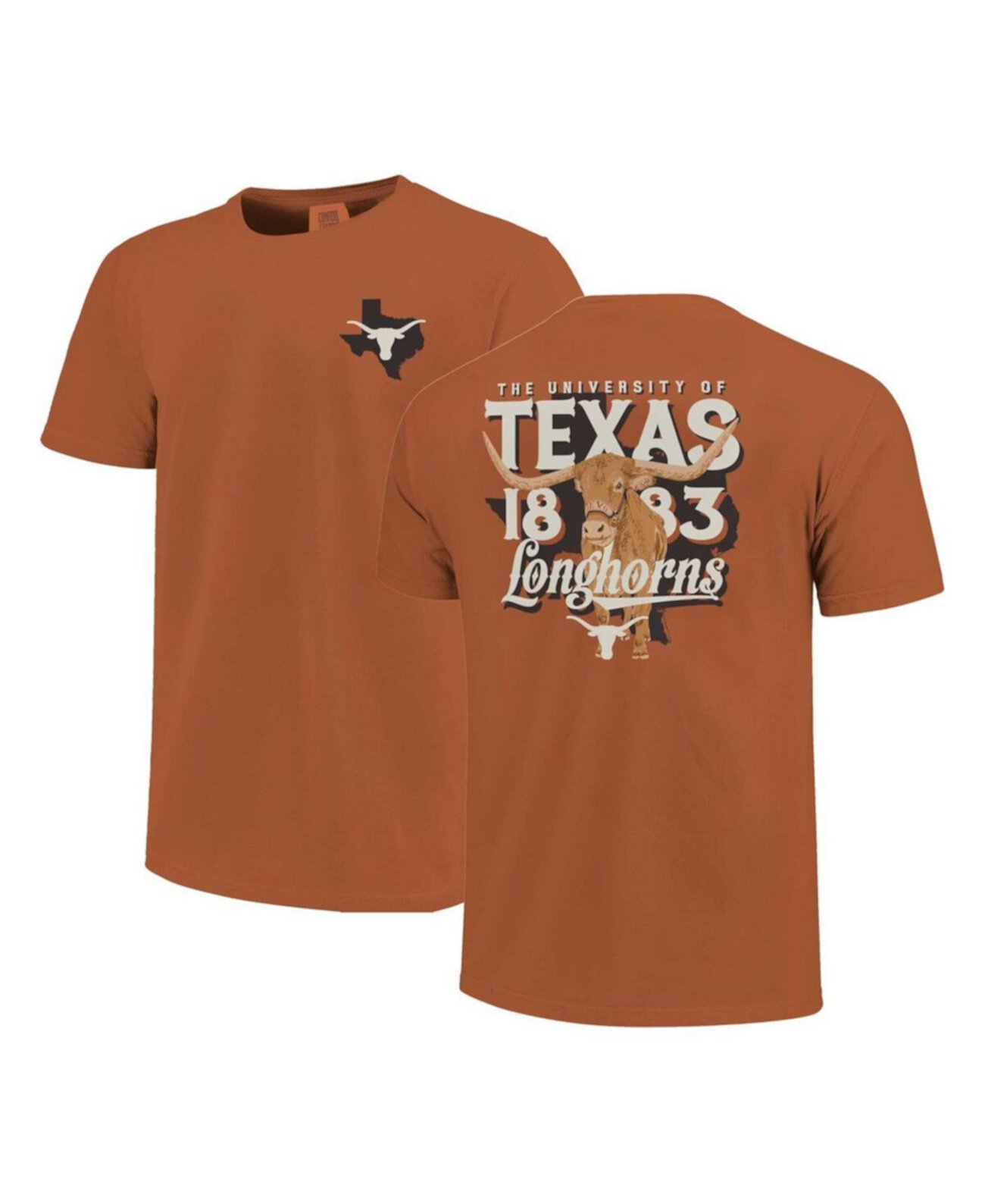 Men's and Women's Burnt Orange Texas Longhorns Bevo State Hyper Local Comfort Colors T-Shirt Image One