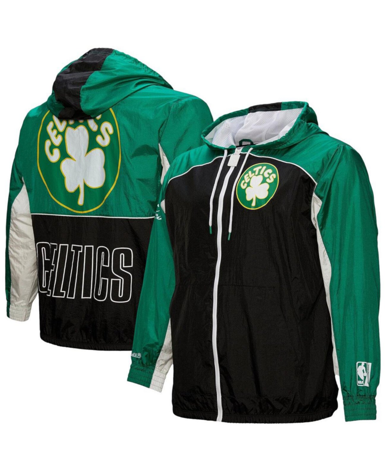 Men's Black Boston Celtics Hardwood Classics Big Shot Premium Full-Zip Windbreaker Jacket Mitchell & Ness