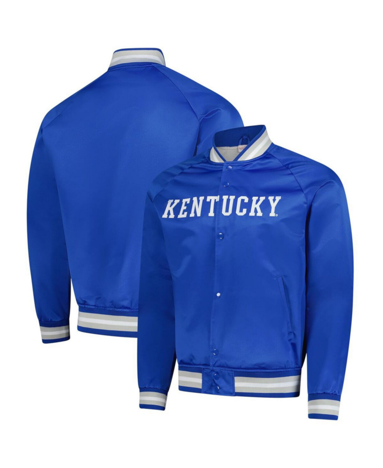 Men's Royal Kentucky Wildcats Lightweight Satin Raglan Full-Snap Jacket Mitchell & Ness