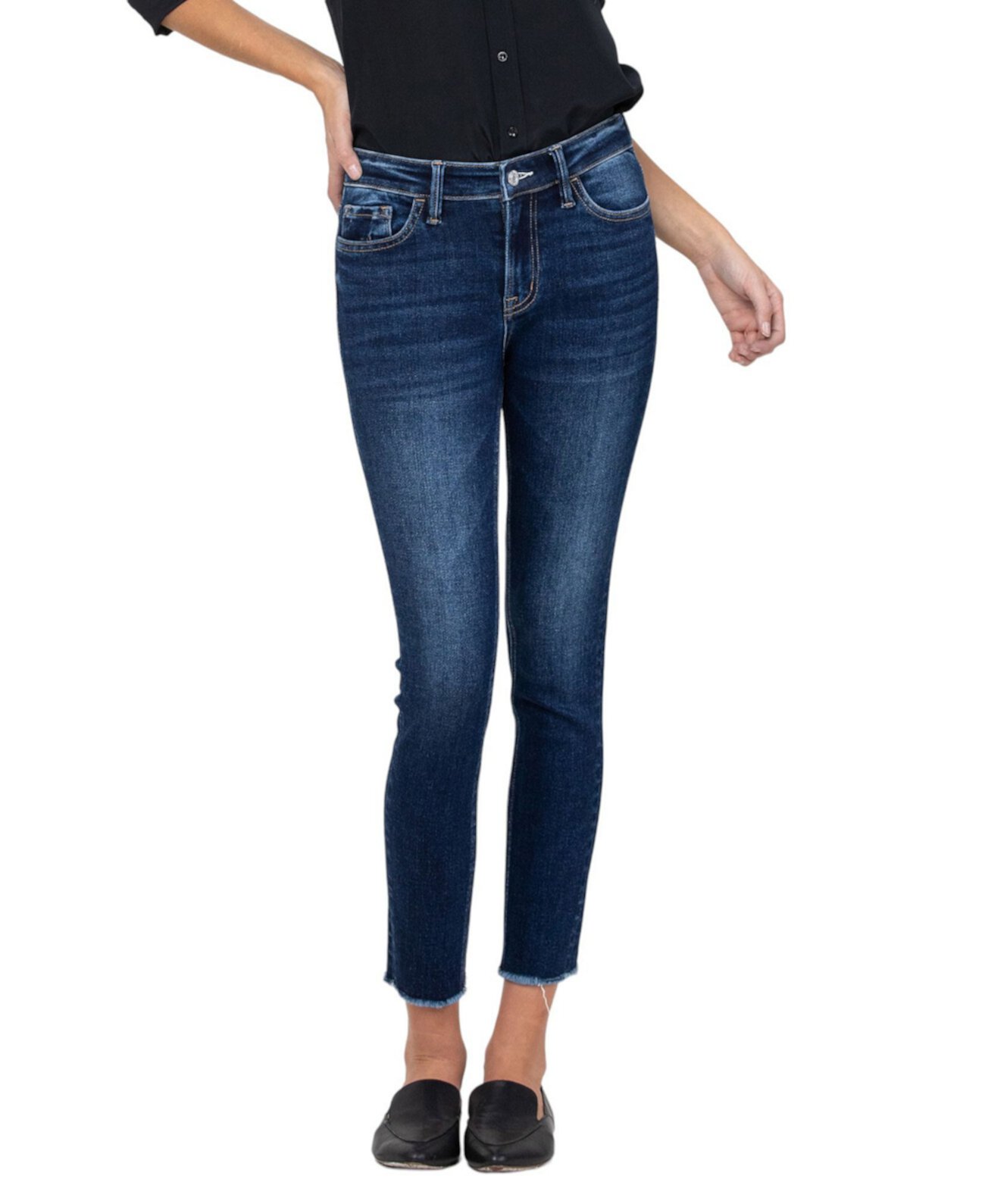 Women's Mid Rise Raw Hem Cropped Skinny Jeans Vervet