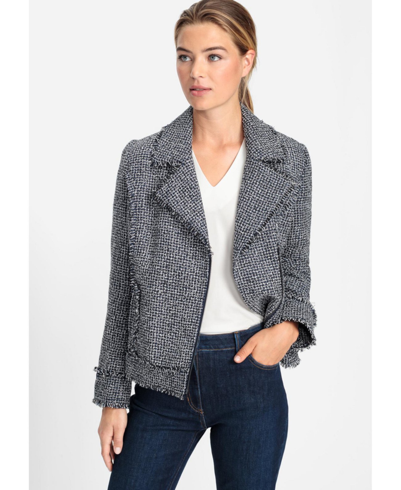 Women's Tweed Biker Style Jacket Olsen